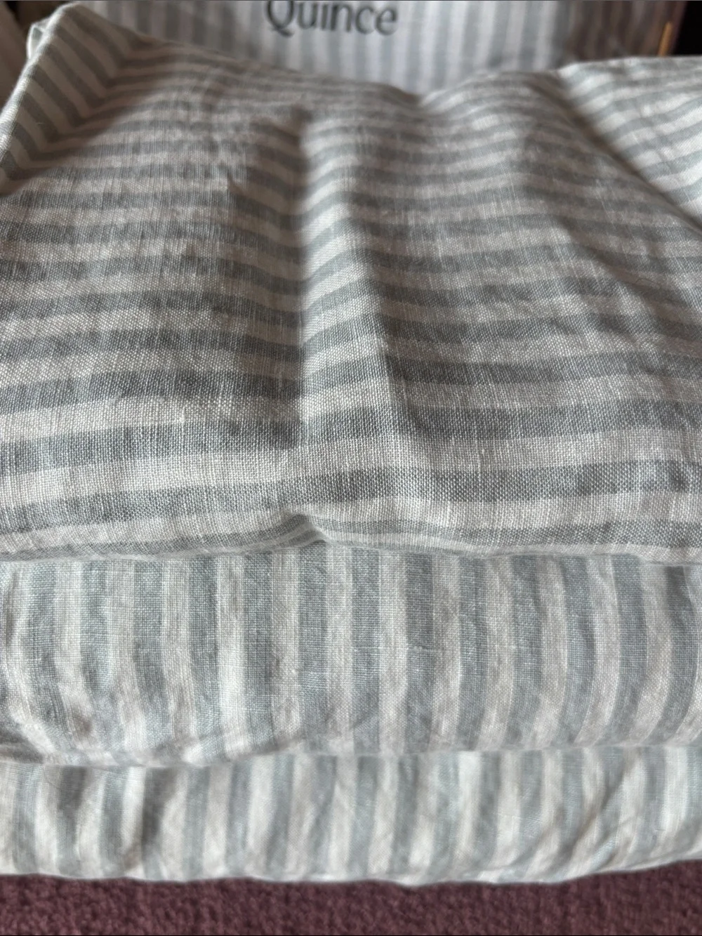 European Linen Stripe Sheet Set - Full Size Mist/White Stripe
